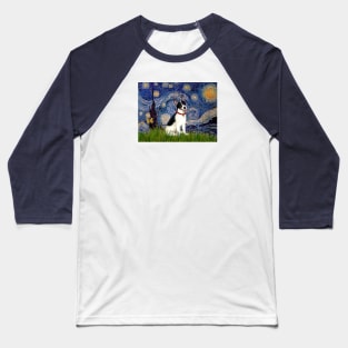 Starry Night Adaptation with a Rat Terrier Baseball T-Shirt